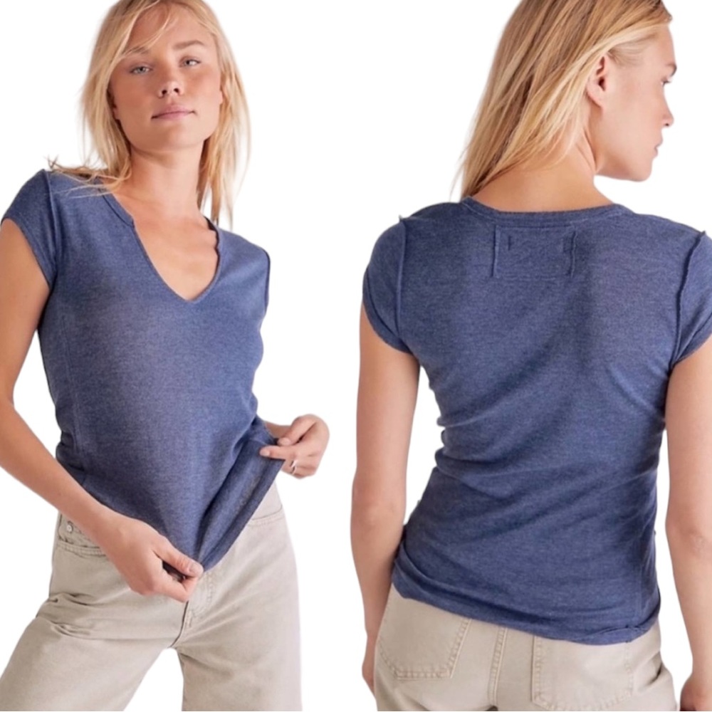 FREE PEOPLE | Always Yours Tee in Shaded Lake NWT Short Sleeve Casual Top